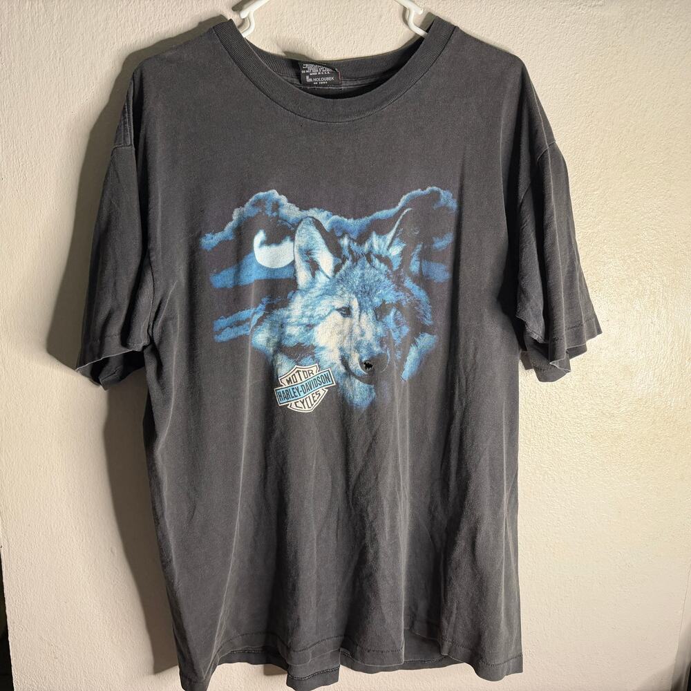 Vintage 1992 Harley-Davidson Wolf T-Shirt Faded Distressed USA Large XL